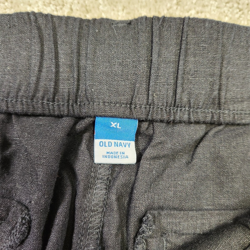 Wide Leg Linen Blend Pants Women XL High Waist Crop Black Old Navy Athleisure - Picture 3 of 10